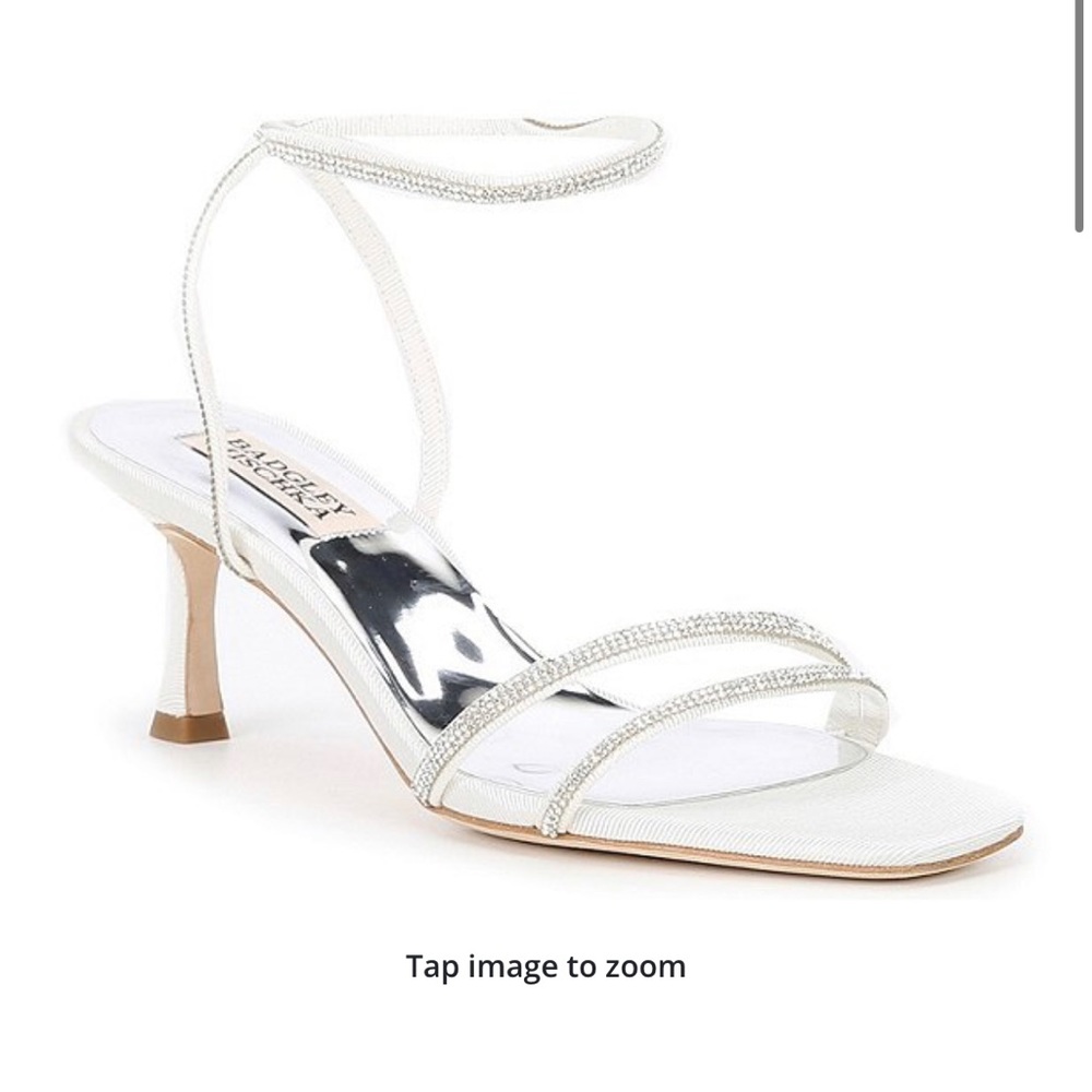 Badgley Mischka, the Ultra Rhinestone Ankle Strap Kitten Heel